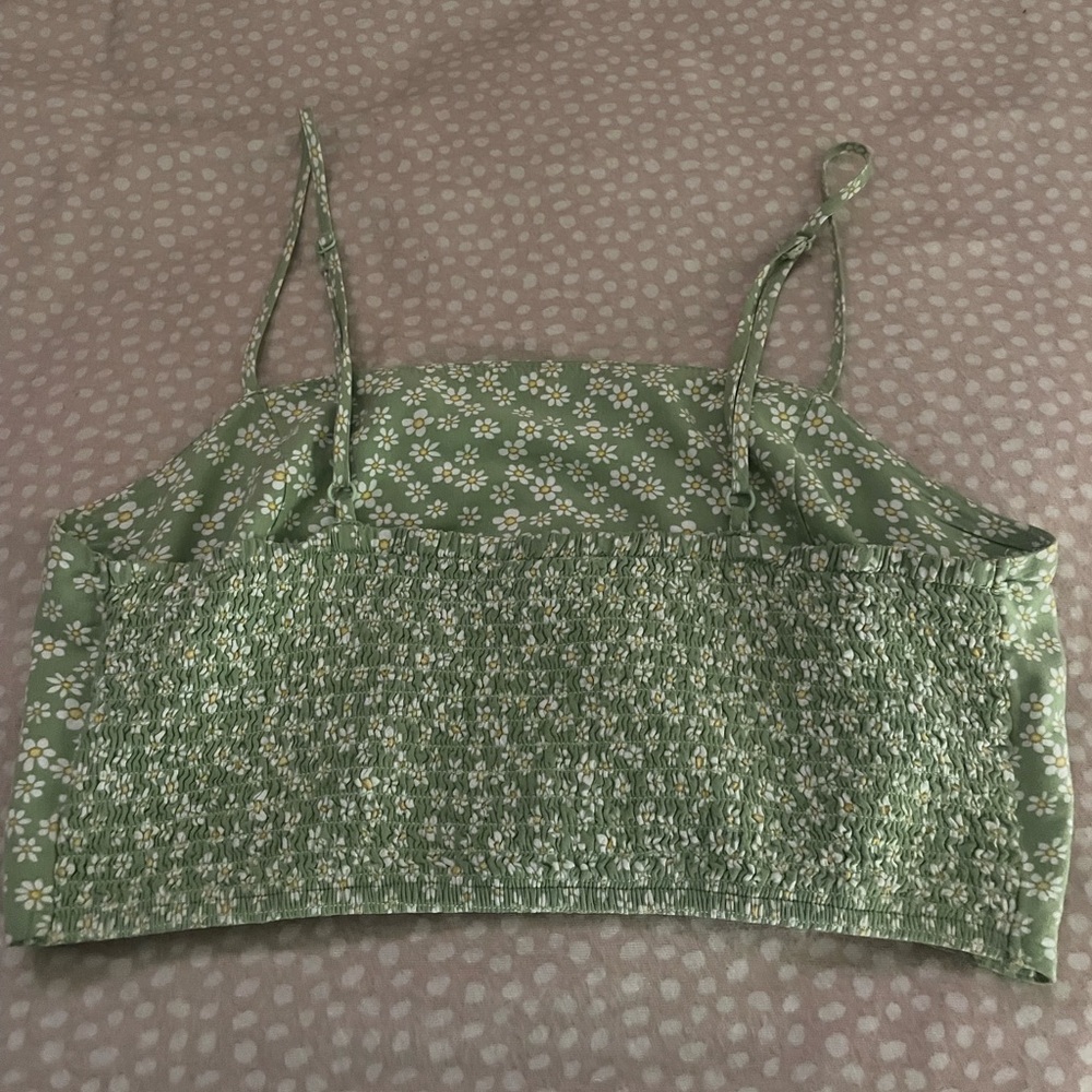 green flower shirt from pacsun super cute